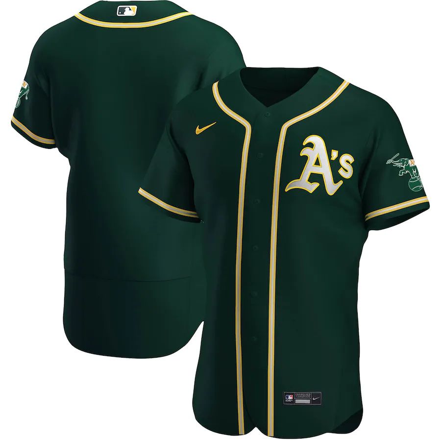 Mens Oakland Athletics Nike Green Alternate Authentic Team MLB Jerseys->oakland athletics->MLB Jersey